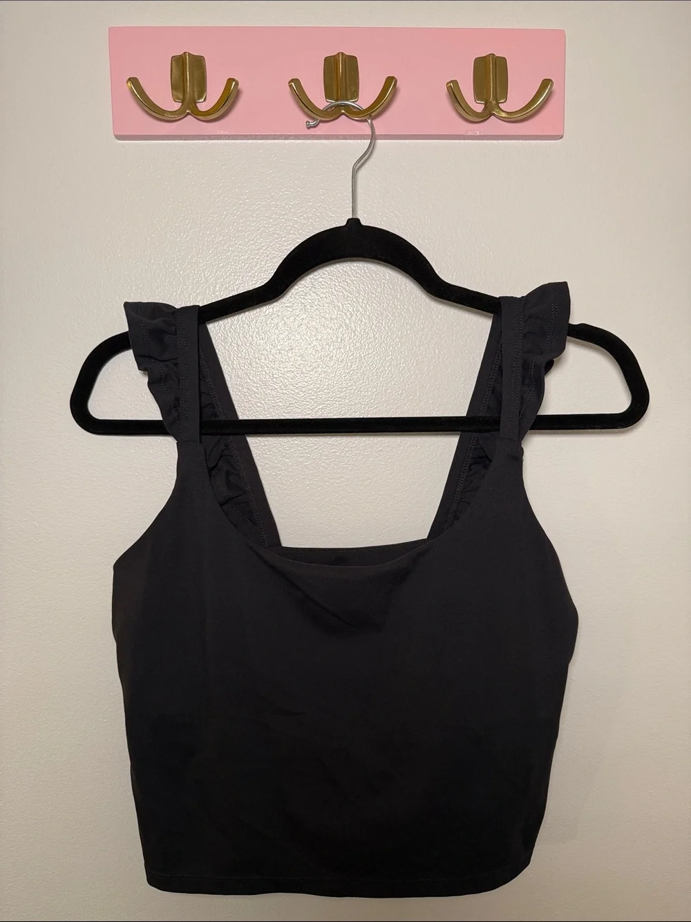 Blogilates Ruffle Strap Black Tank - Picture 1 of 3